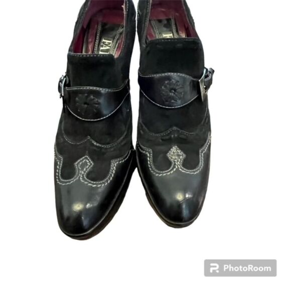 FABI Women's Heeled Shoes with Buckle Black Texture Size 38.5 (7.5 US) - Picture 4 of 8